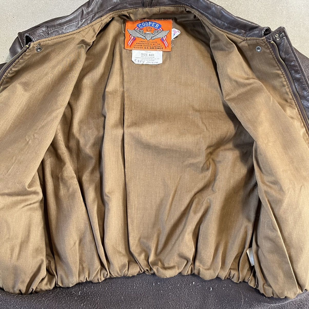 Leather × Vintage Vintage 90s Cooper A•2 airforce 100% goatskin leather jacket Size US L / EU 52-54 / 3 - 5 Thumbnail