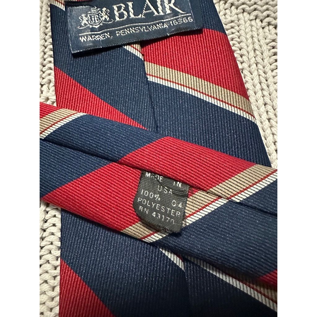 Blair Vintage Blair navy and red regimental striped tie Size ONE SIZE - 3 Thumbnail