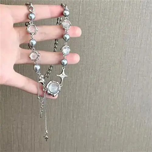 VIBE Electro Chain Crystal Stone Silver Abstract Star Pop Fantasy Size ONE SIZE - 1 Thumbnail