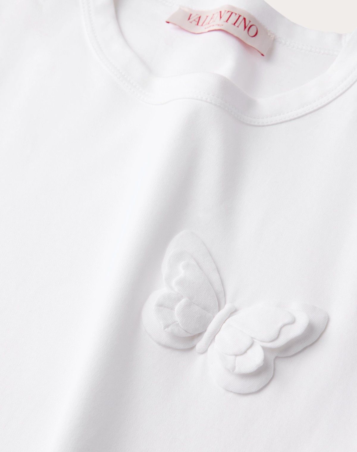 Valentino o1s1wg110525 Embroidered Jersey T-Shirt in White Size XXS / US 00 / IT 34 - 7 Thumbnail