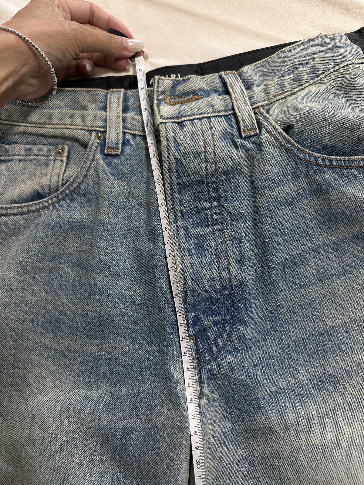 Amiri NWT AMIRI Combo/Panelled Straight-leg Leather Jeans/size 25 Size 25" / US 0 / IT 36 - 9 Thumbnail