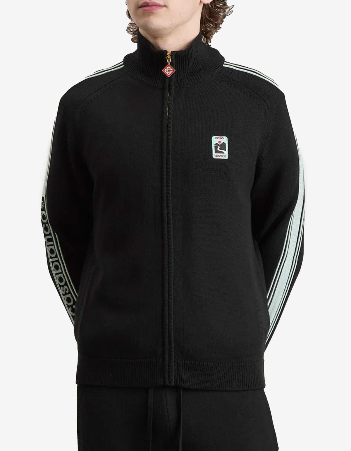 Casablanca Casablanca Black Merino Wool Track Jacket Size US XL / EU 56 / 4 - 2 Thumbnail