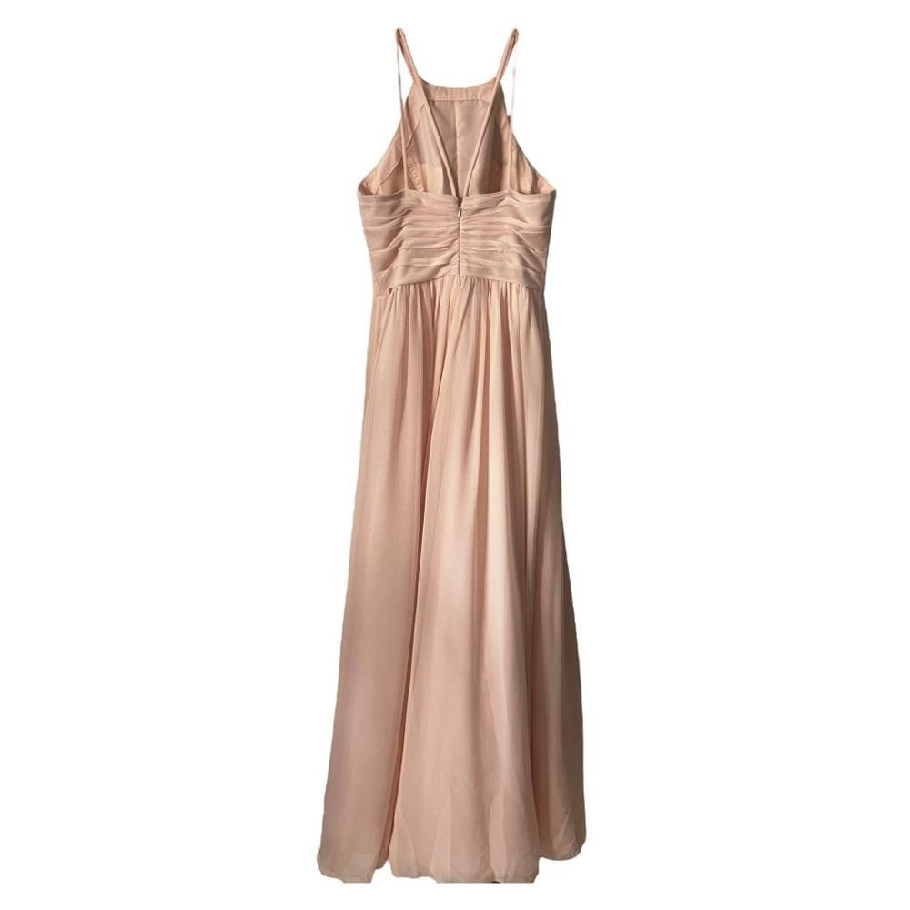 Designer Bill Levkoff l High Neck Chiffon Gown In Petal Pink Size 6 Size M / US 6-8 / IT 42-44 - 2 Thumbnail