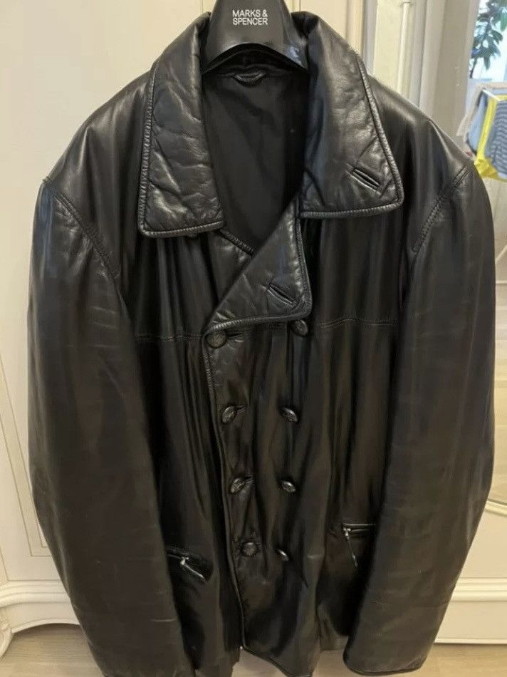 image of Bottega Veneta Leather Biker Double Breasted Jacket in Black, Men's (Size XL)