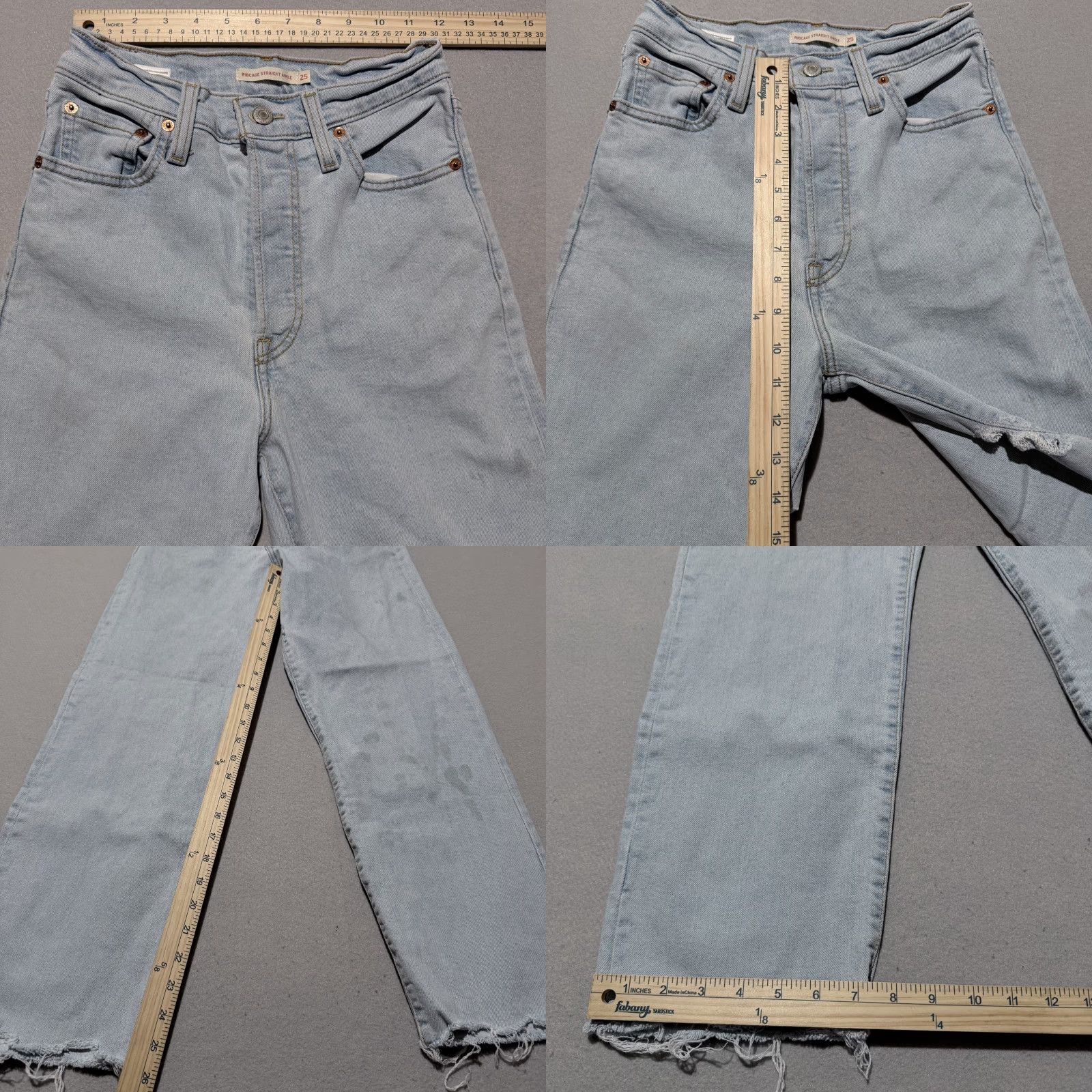 Levi's Levi's Ribcage Straight Jeans Women's Blue Denim Distressed Button Fly 25x27 High Rise 5-Pocket Denim Jacket? Size 42" / US 20 - 9 Thumbnail