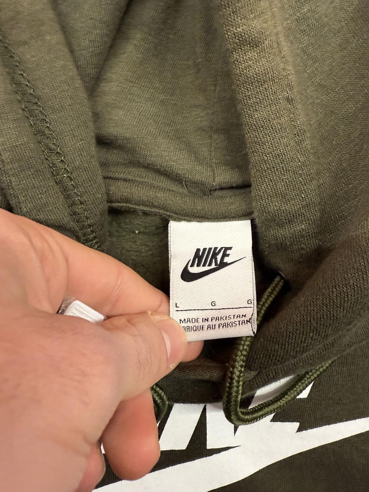 Nike Nike Khaki Green Spellout Hoodie Sweatshirt Men's Large Size US L / EU 52-54 / 3 - 3 Thumbnail