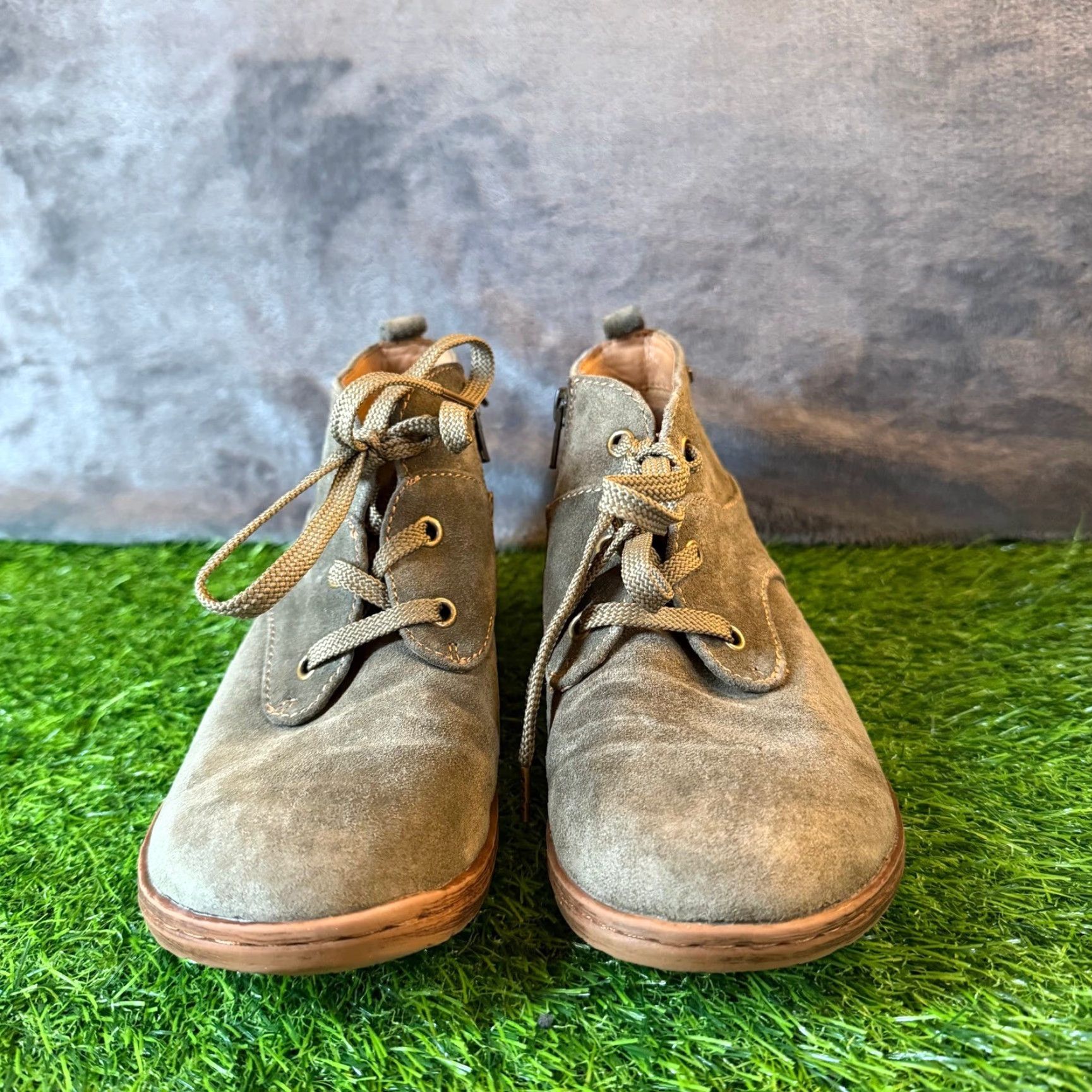 Vintage Comfortiva Align Olive Green Suede Weatherproof Ankle Boots Side Zip Womens 7M Size US 7 / IT 37 - 3 Thumbnail