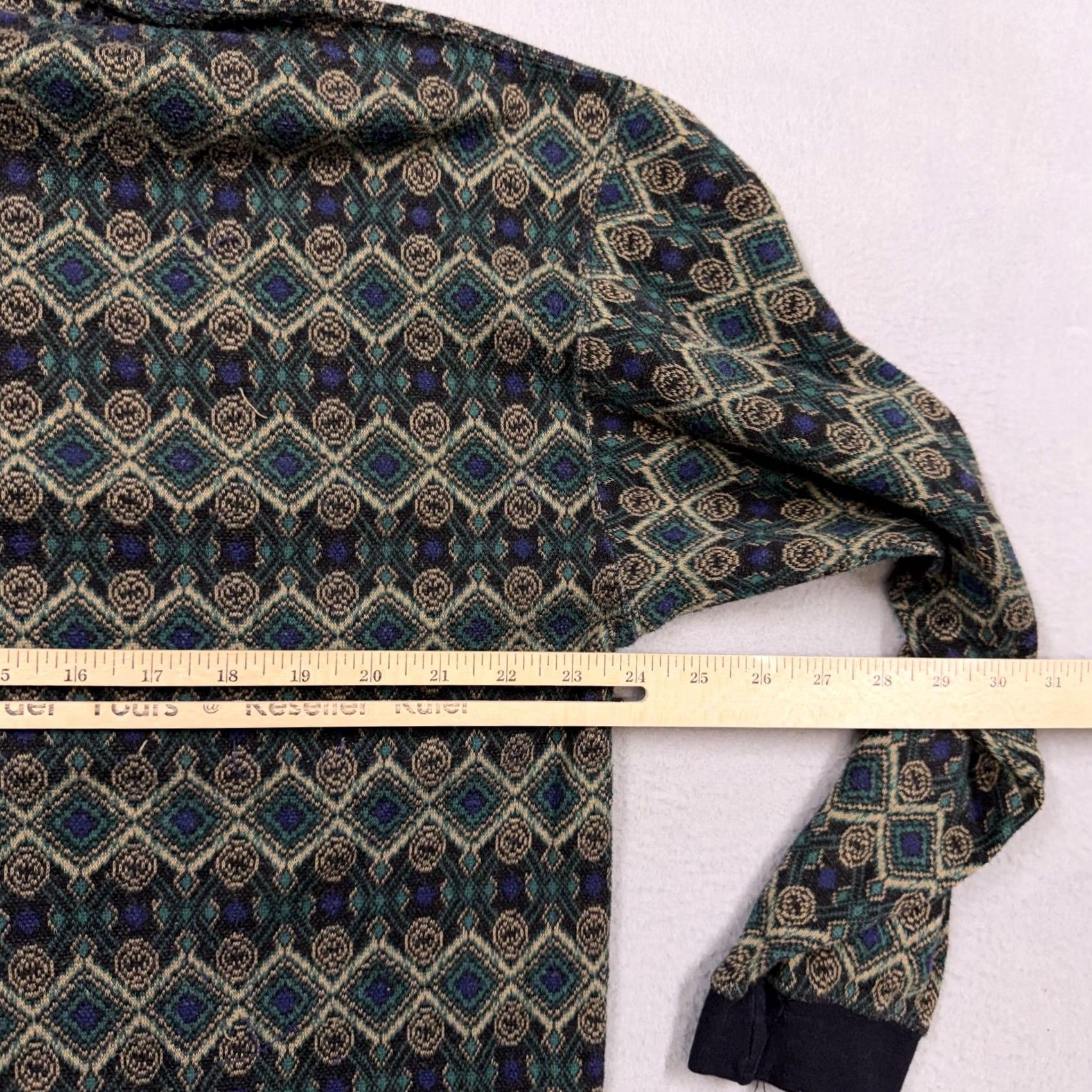 Vintage Nino Cerruti Sport Polo Shirt Mens S Green Geometric Long Sleeve Knit Size US S / EU 44-46 / 1 - 6 Thumbnail