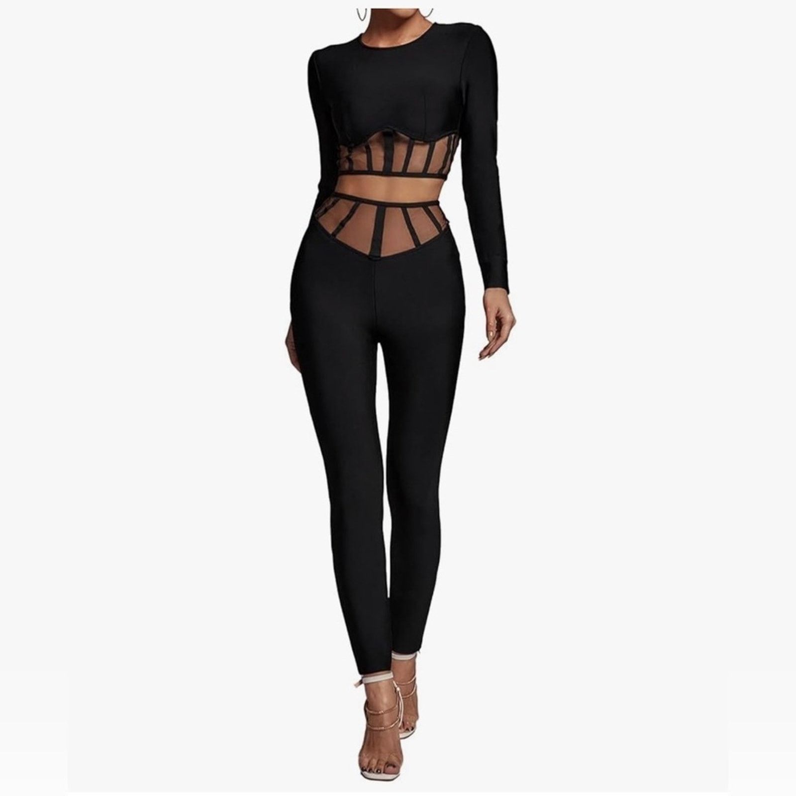 Other New Y2K Black Mesh Panel 2 piece set with matching pants Size 25" / US 0 / IT 36 - 4 Thumbnail