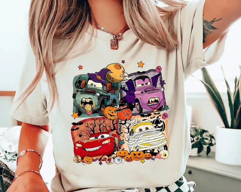 Designer Retro Cars Movie Characters Halloween Shirt Size M / US 6-8 / IT 42-44 - 1 Thumbnail