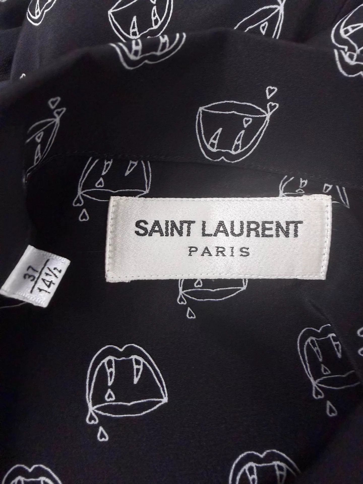 Saint Laurent Paris Saint Laurent 14ss Black Silk Vampire Fangs Shirt 37 XS Size US XS / EU 42 / 0 - 4 Thumbnail