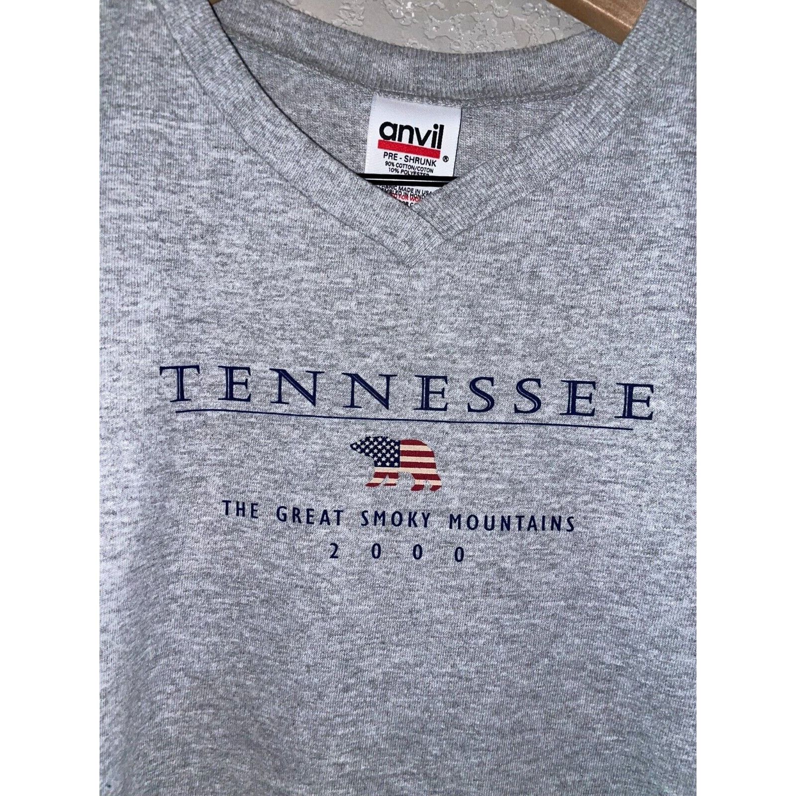 Anvil Womens The Great Smoky Mountains Shirt Gray Top Tee L Large Size L / US 10 / IT 46 - 2 Thumbnail