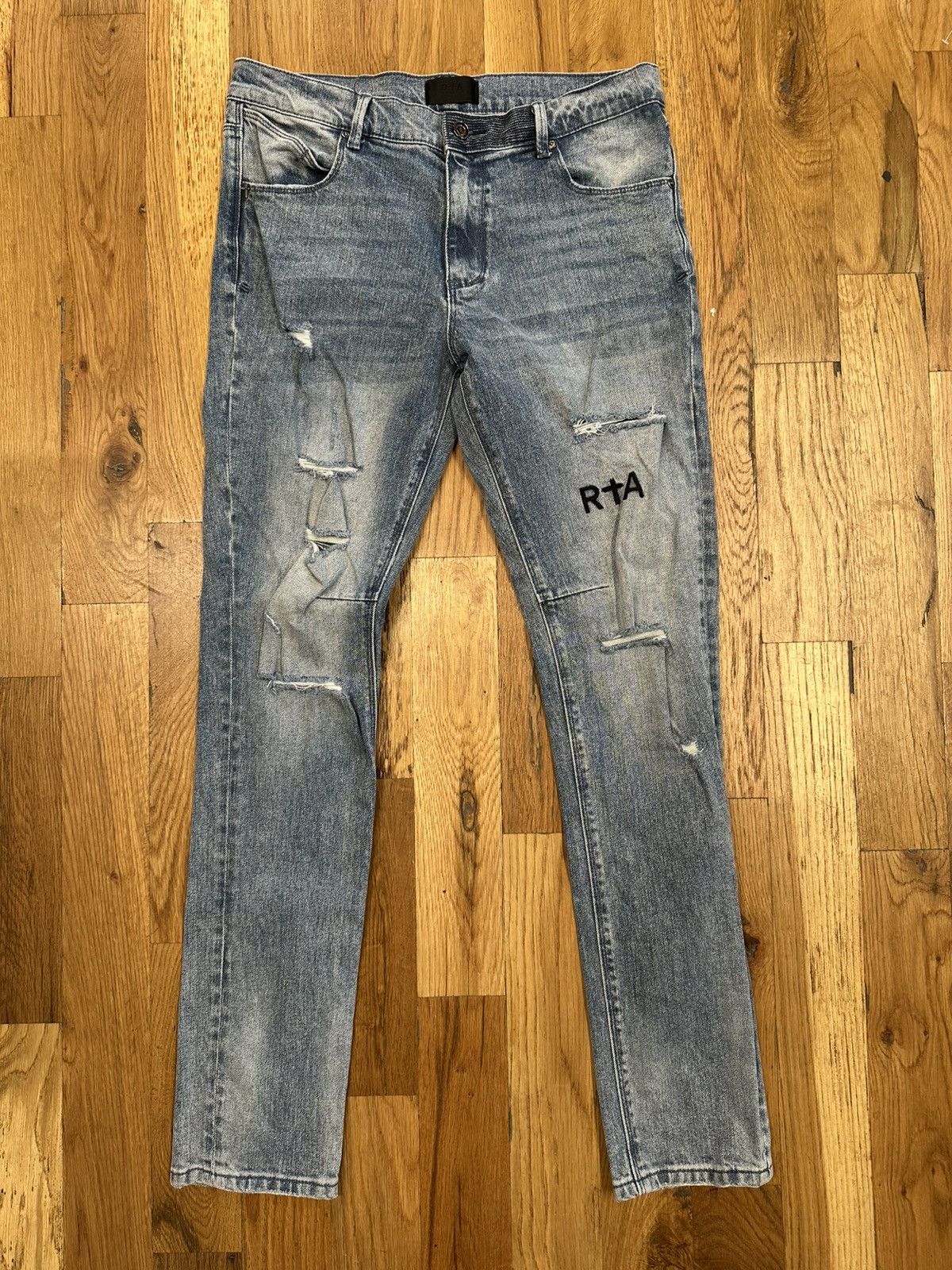 Ksubi RTA Small Spell Distressed Blue Denim Jeans Size 33 Size US 33 - 1 Thumbnail