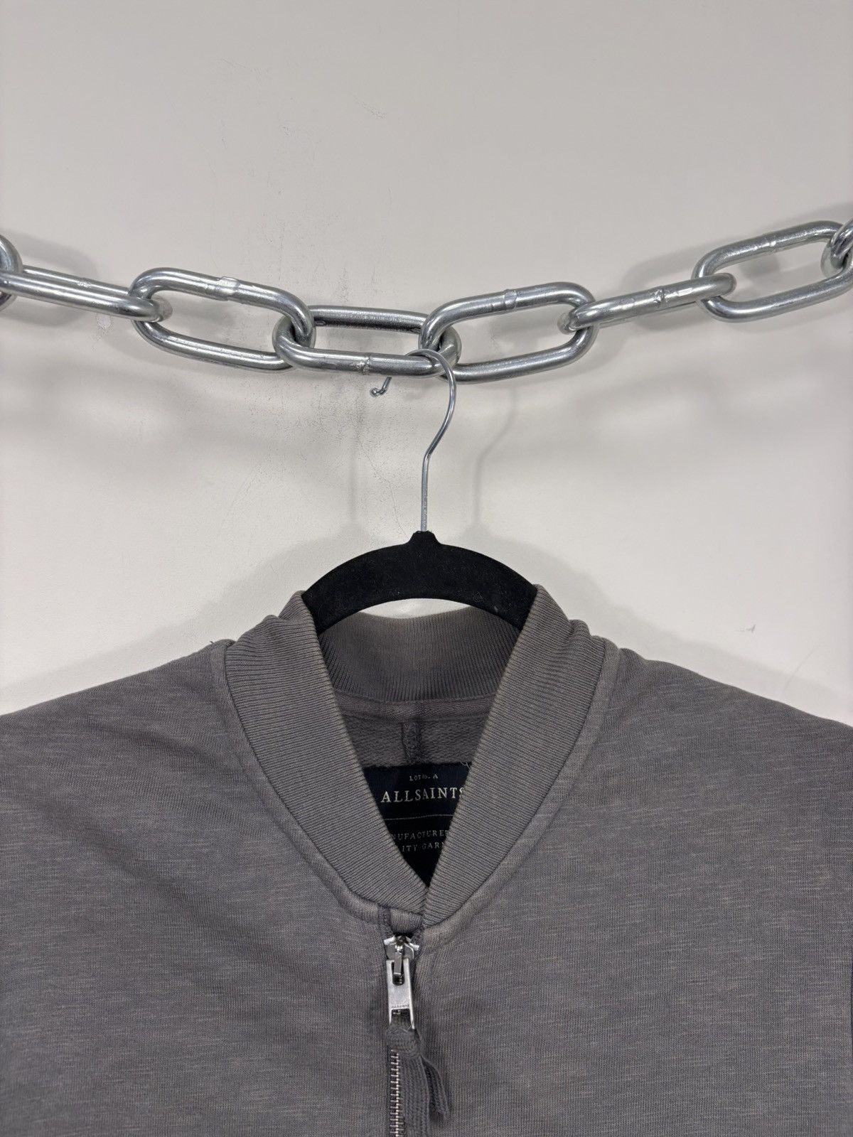 Allsaints AllSaints Men’s Grey Full Zip Cotton Newton Bomber Jacket Size US S / EU 44-46 / 1 - 11 Thumbnail