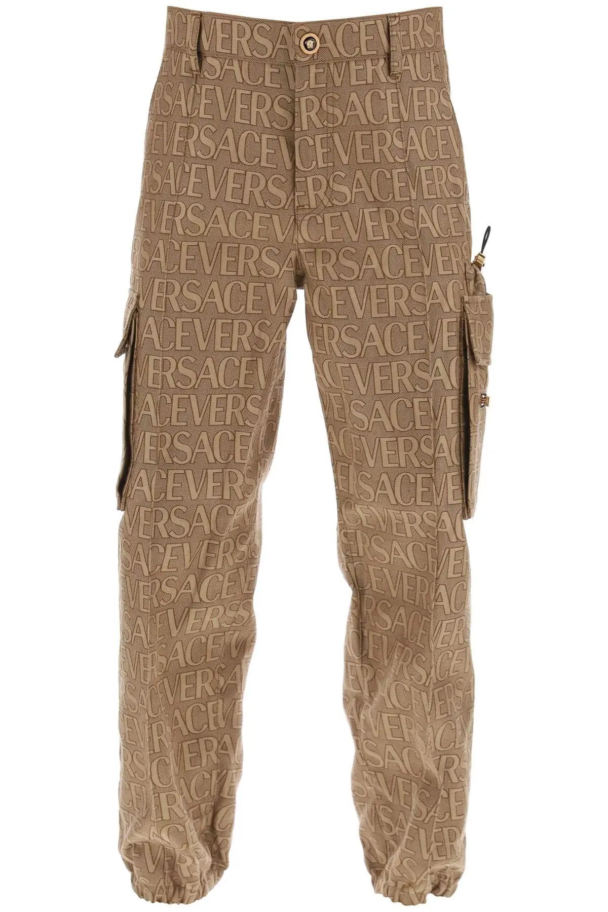 image of Versace O1S22I1N0124 Allover Cargo Pant In Brown, Men's (Size 30)