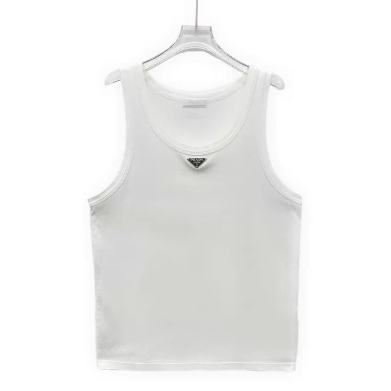 Prada Prada 23 white triangle cotton round-neck sleeveless vest Size M / US 6-8 / IT 42-44 - 1 Thumbnail