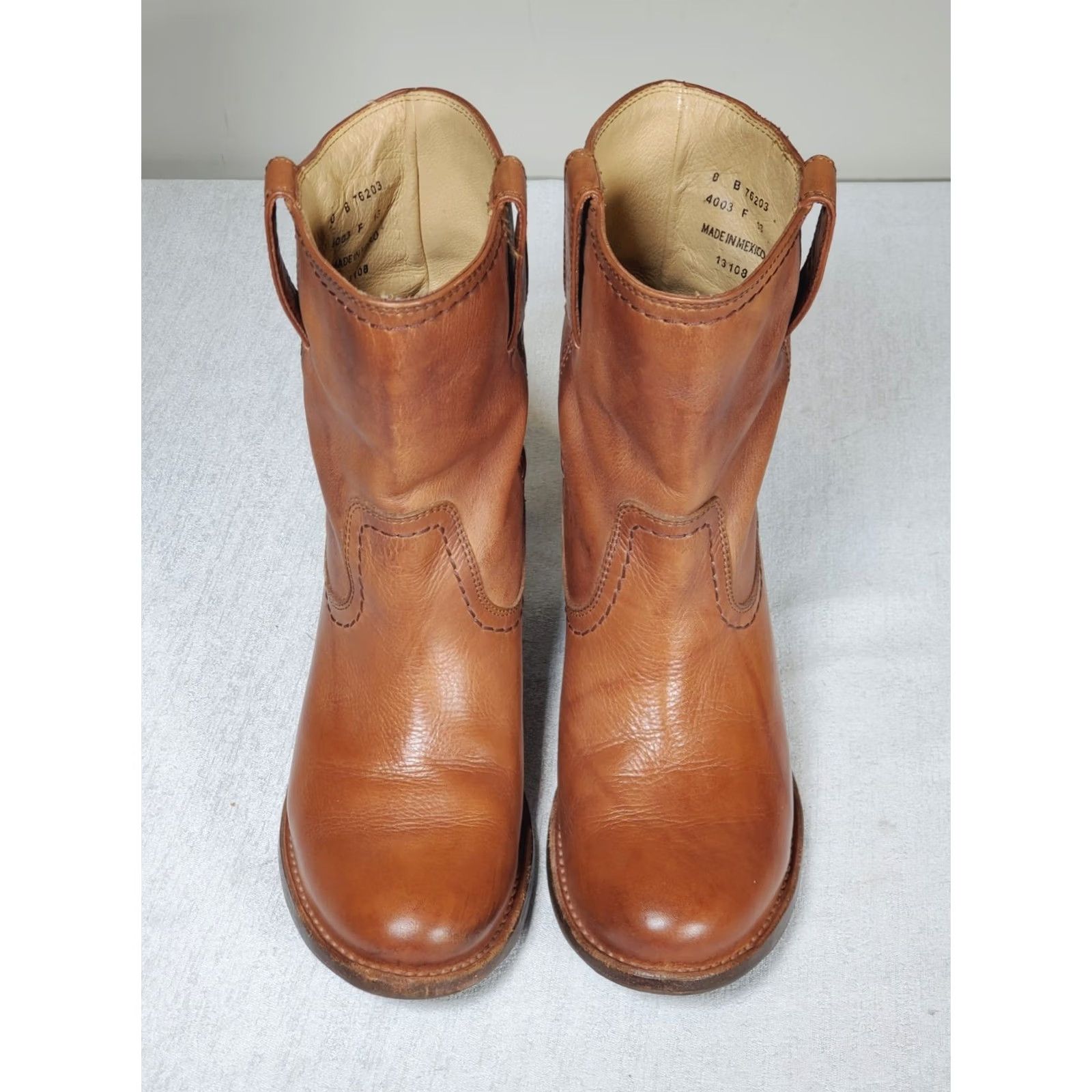 Frye Frey e Carmen X Stitch Short Boots Saddle Brown Leather 76203 Women's US 8 B Boots Size 30" / US 8 / IT 44 - 7 Thumbnail