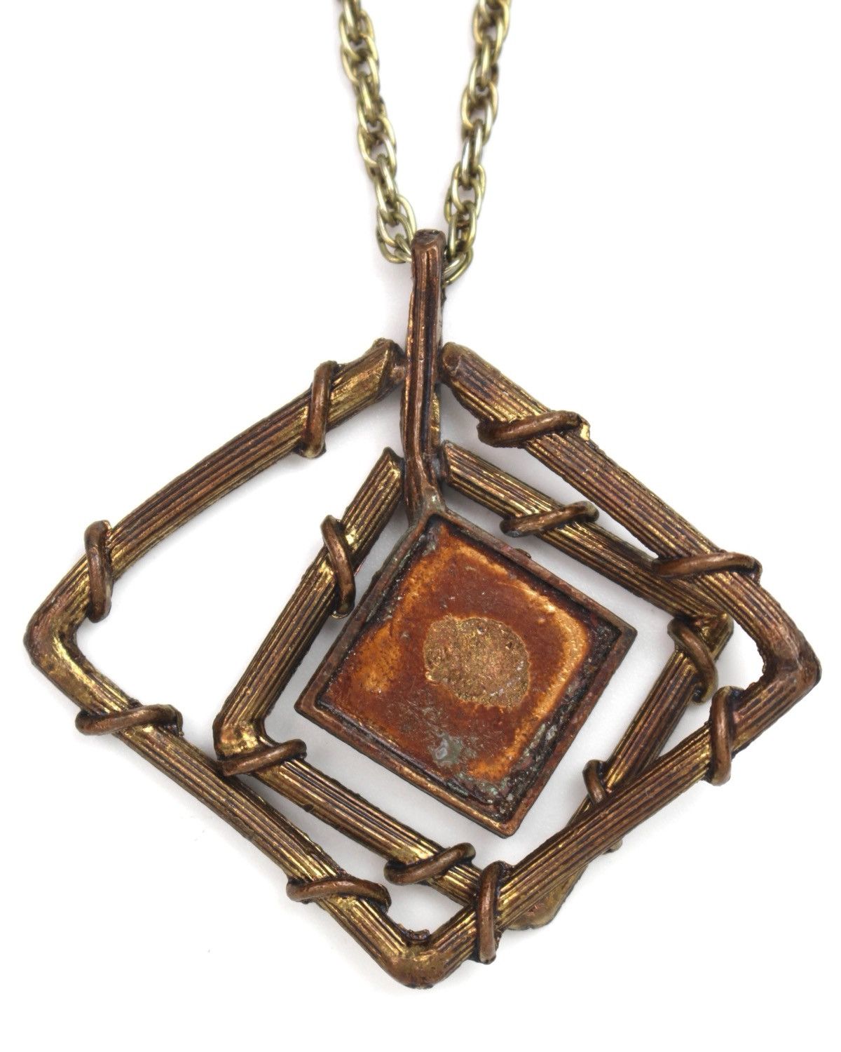 Vintage 2000S JAPANESE MADE MODERNIST ARCHITECTURAL COPPER NECKLACE Size ONE SIZE - 1 Thumbnail