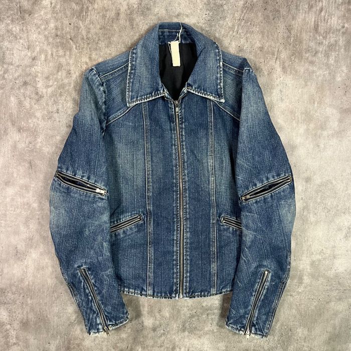 Vintage Cool Denim Jacket With Zippers 