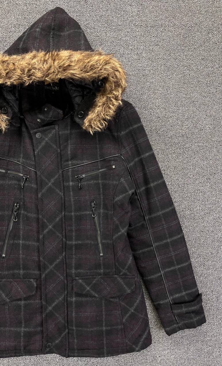 In The Attic Vintage In The Attic Fur Hoodie Shadow Plaid Wool Jacket Size M / US 6-8 / IT 42-44 - 4 Thumbnail