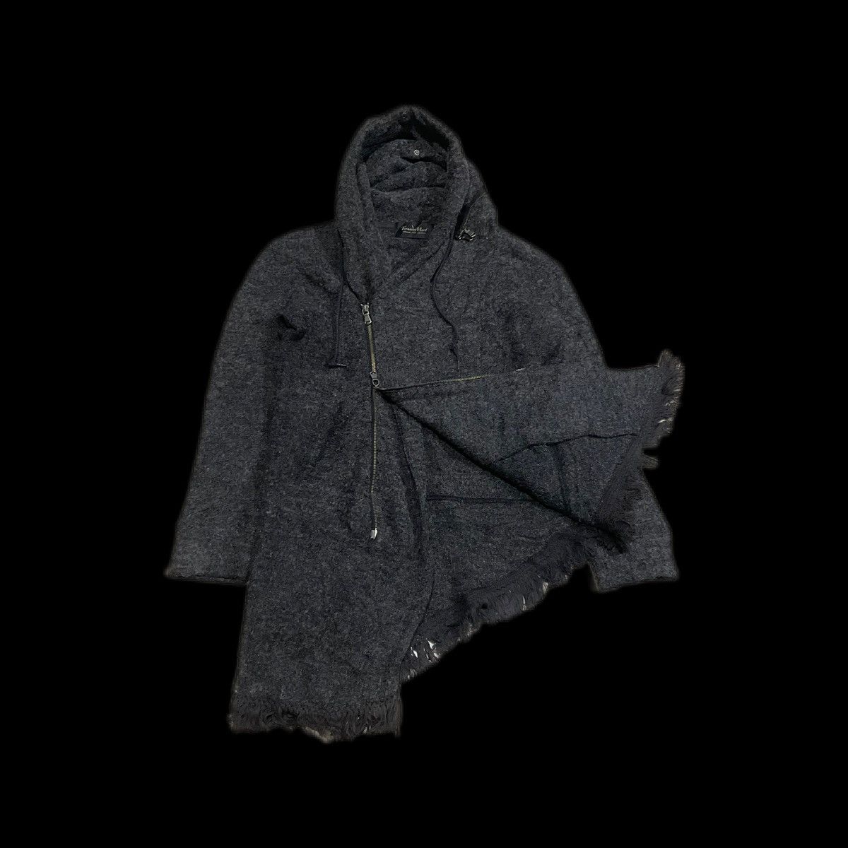 If Six Was Nine × Japanese Brand × Tornado Mart 🔥Sick Y2K Archived Tornado Mart Frayed Asymmetric Wool Coat Size US M / EU 48-50 / 2 - 2 Thumbnail
