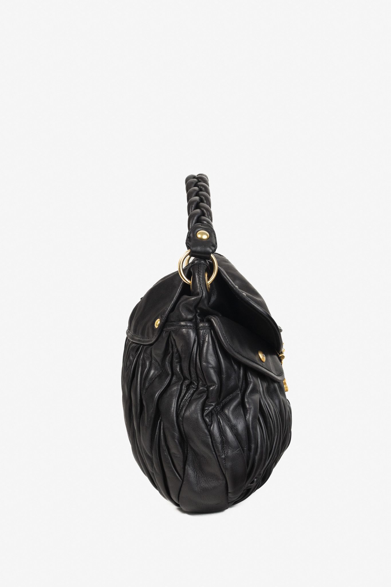 Miu Miu MIU MIU Black Nappa Matelasse Coffer Hobo Bag Size ONE SIZE - 3 Thumbnail