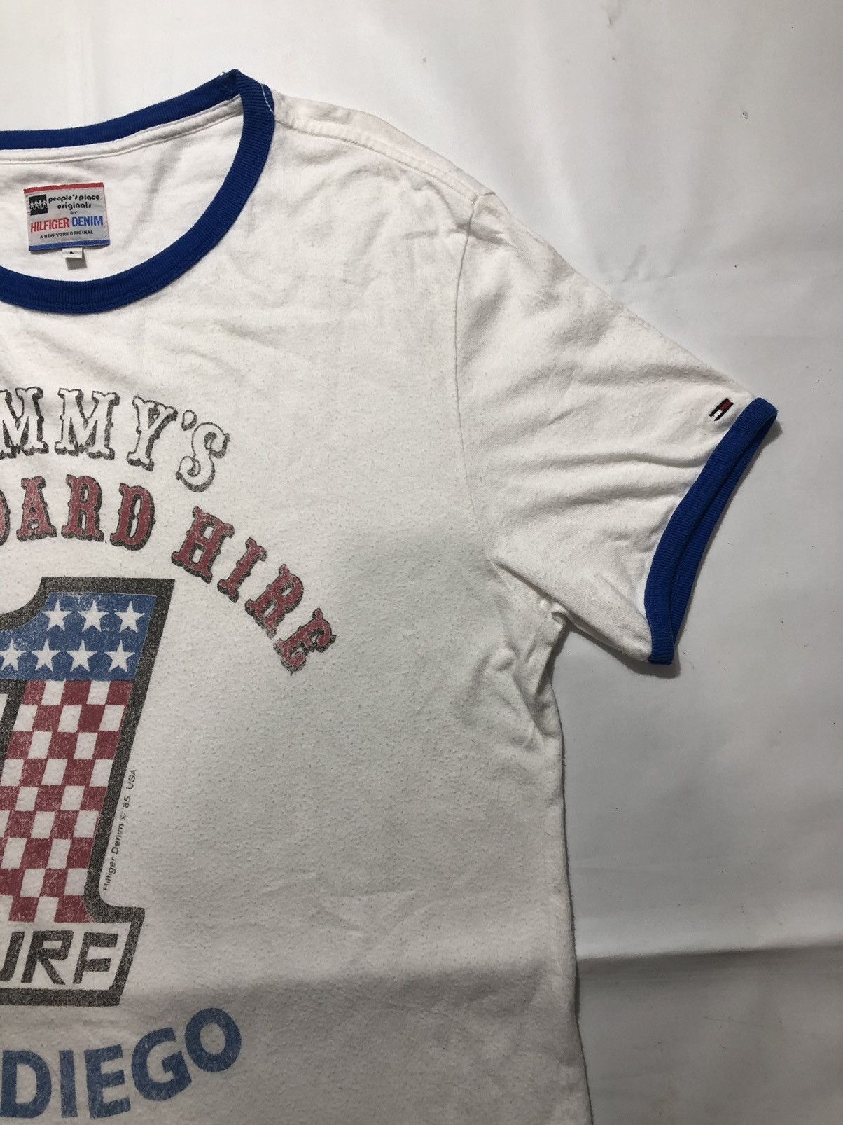 Designer × Tommy Hilfiger RARE VINTAGE 80s TOMMY HILFIGER SURFBOARD HIRE RINGER TEE Size US L / EU 52-54 / 3 - 2 Thumbnail
