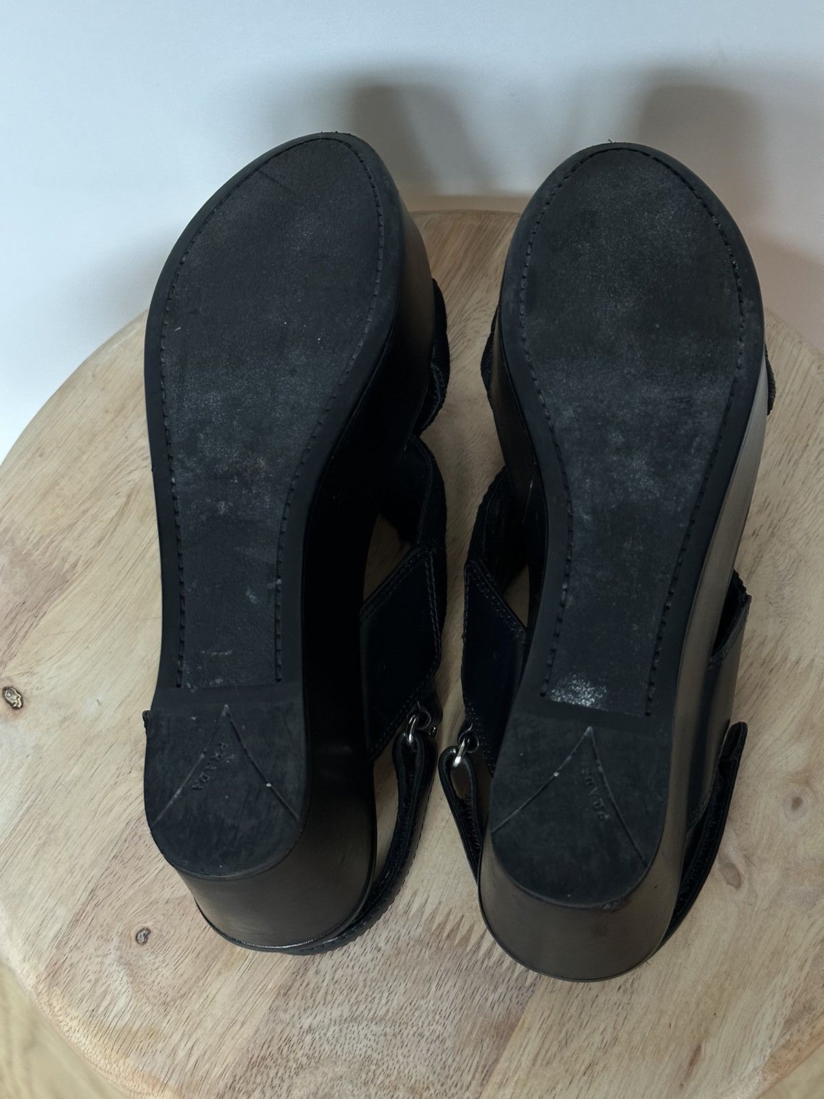 Prada Vintage y2k Prada wedge platforms sandal Size US 7 / IT 37 - 7 Thumbnail