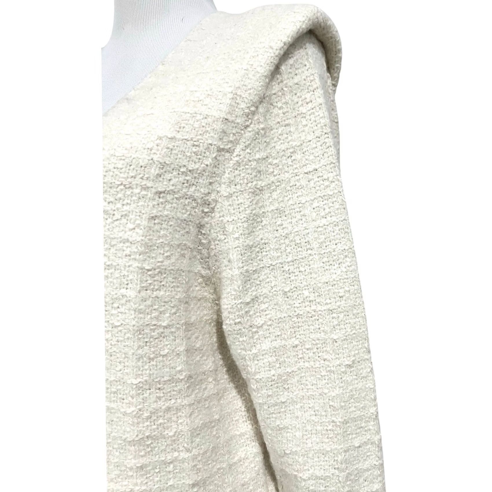 Vintage EVEREVE Sweater Ashlynn Strong Shoulder Winter White Ivory Metallic Shimmer Sz M Shirt Womens Crew? Size M / US 6-8 / IT 42-44 - 6 Thumbnail