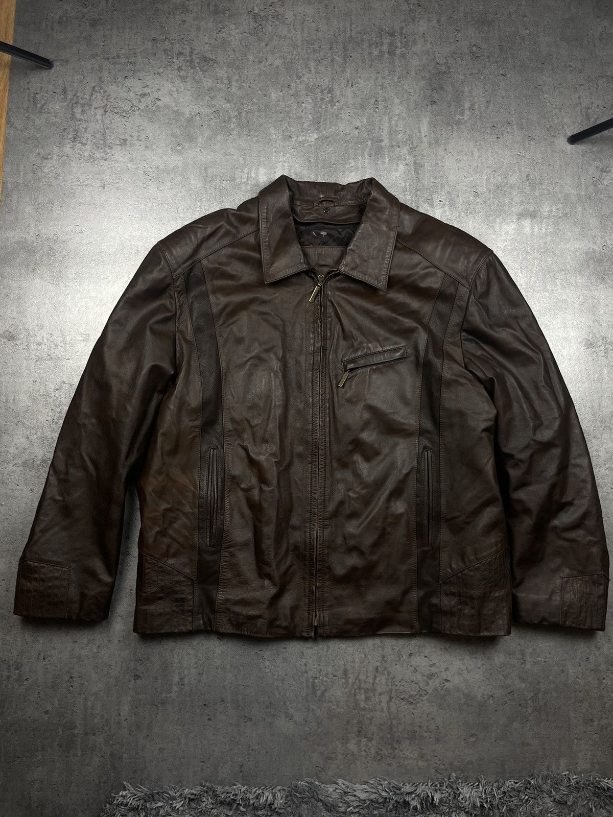 Japanese Brand Leather jacket zip black usa opium baggy boxy usa 90s Size US L / EU 52-54 / 3 - 1 Thumbnail