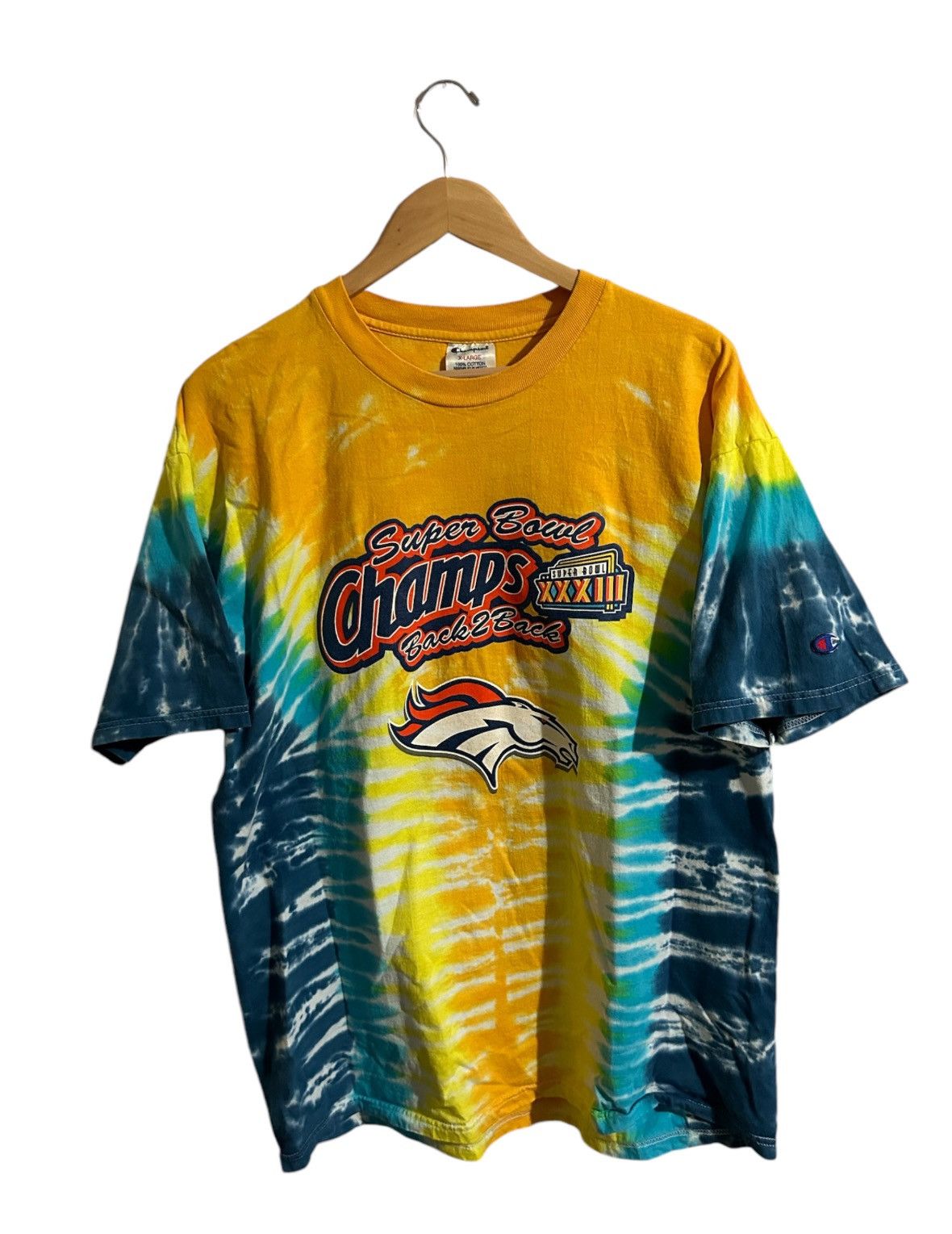 Champion × NFL × Vintage Vintage Denver Broncos Tie Dye Champion Tee Size US XL / EU 56 / 4 - 1 Thumbnail