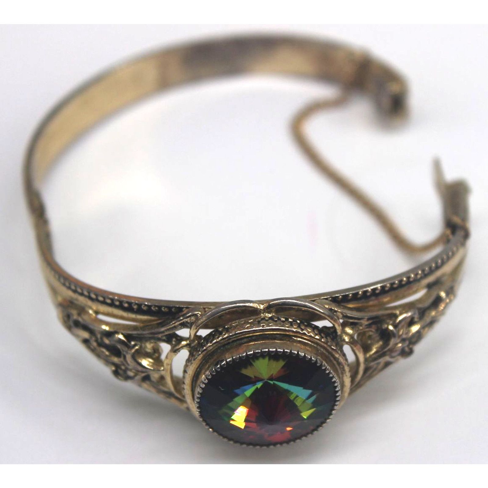 Other 1970s Big Center Watermelon Rhinestone Bracelet Goldtone Size ONE SIZE - 3 Thumbnail