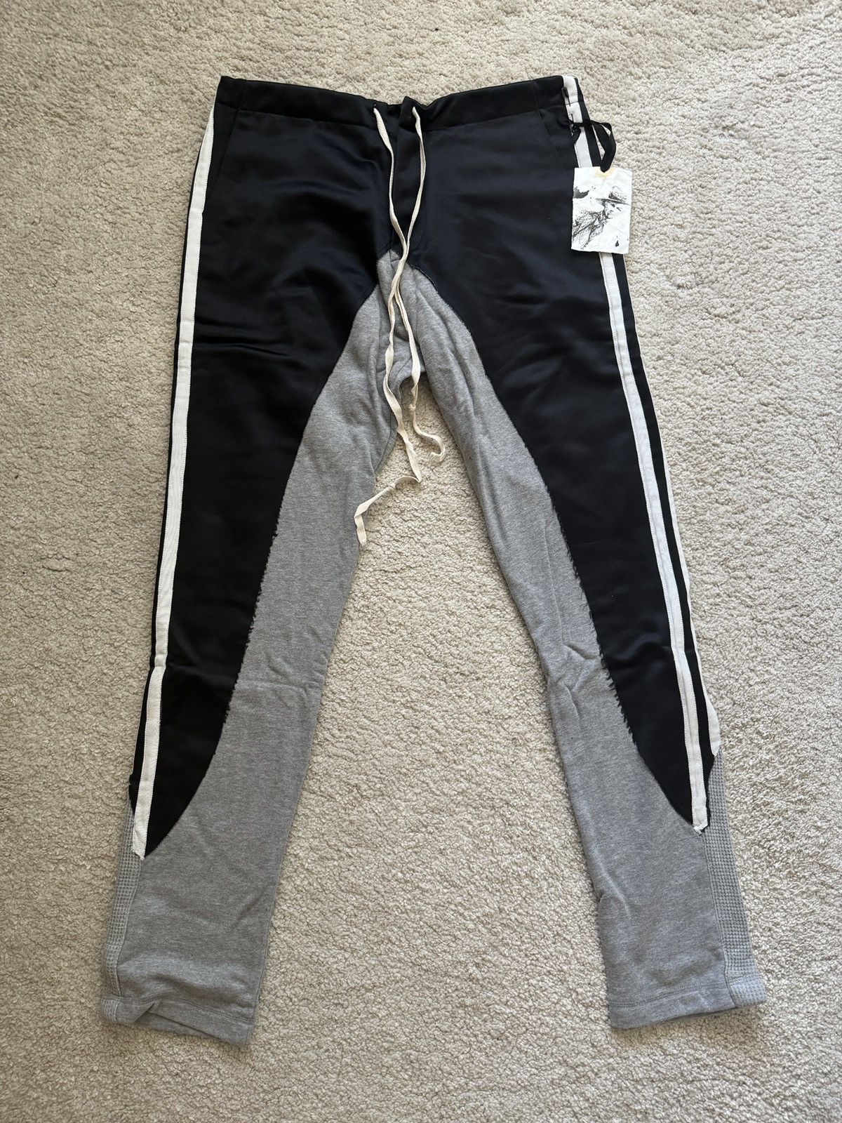 image of NWT Tag Size 3 Greg Laurent 50/50 Satin/terry Lounge Pants in Black, Men's