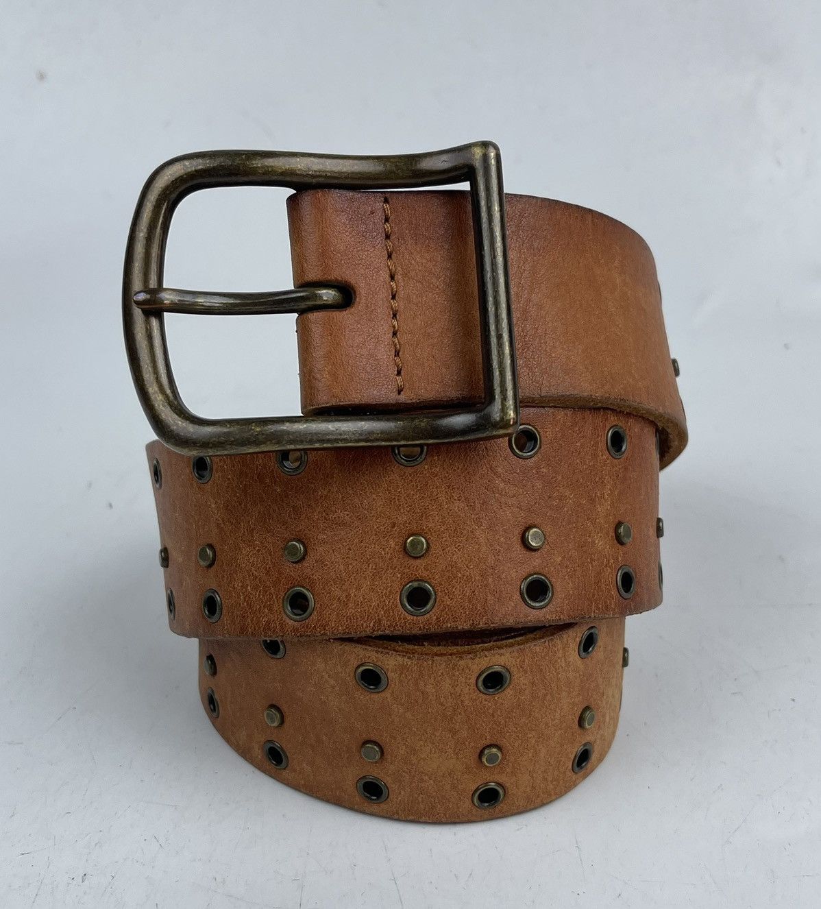 Japanese Brand studded leather belt tc34 Size 32 - 1 Thumbnail