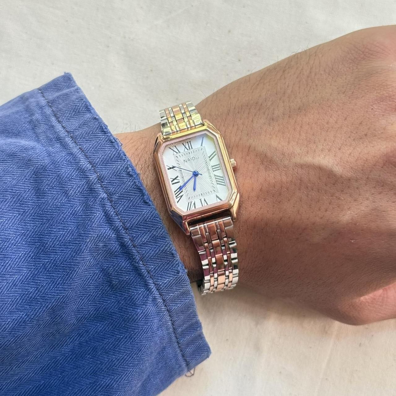 Vintage classy silver rectangle stainless steel quartz luxury watch Size ONE SIZE - 2 Thumbnail