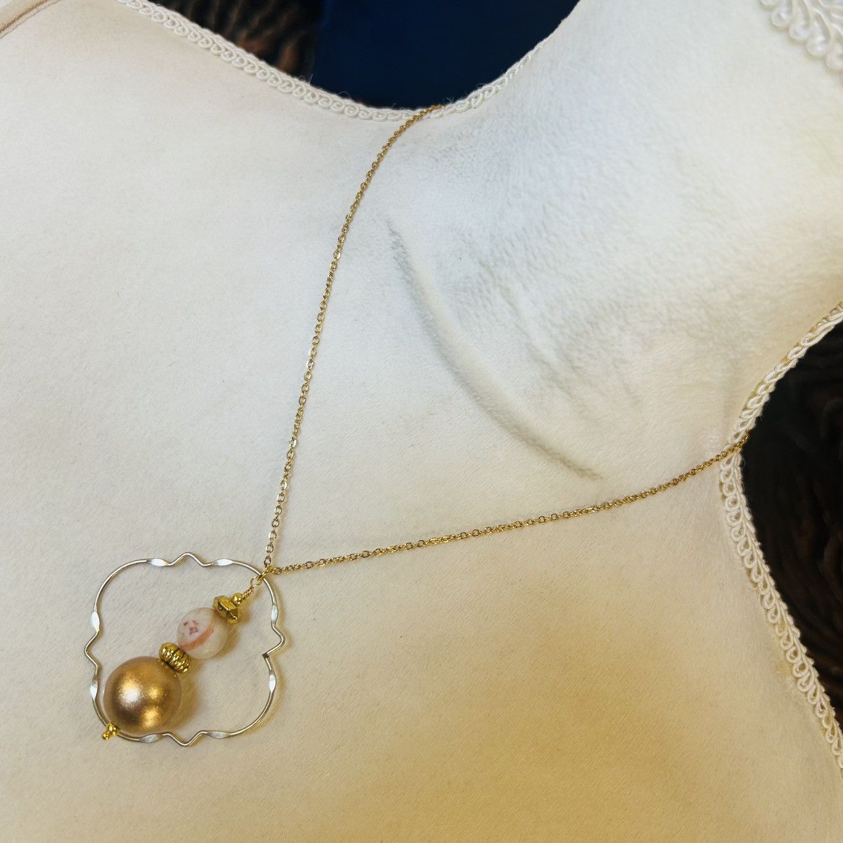 Handmade Handcrafted beaded medallion pendant on chain necklace Size ONE SIZE - 1 Thumbnail