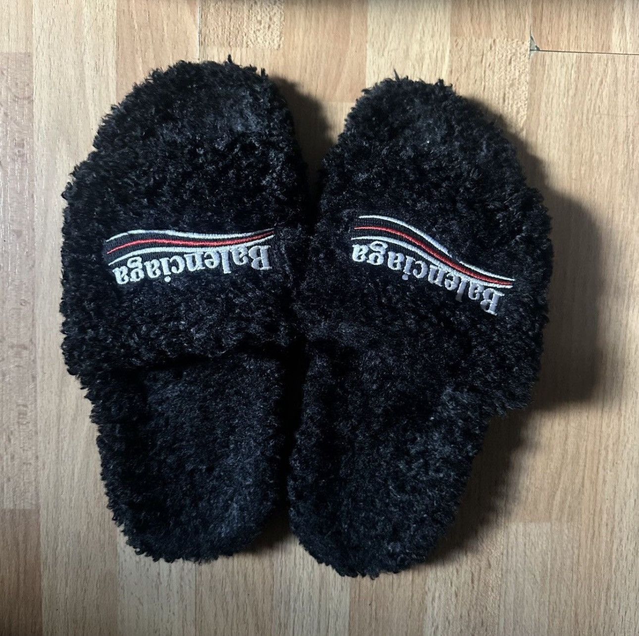 Balenciaga fur slides