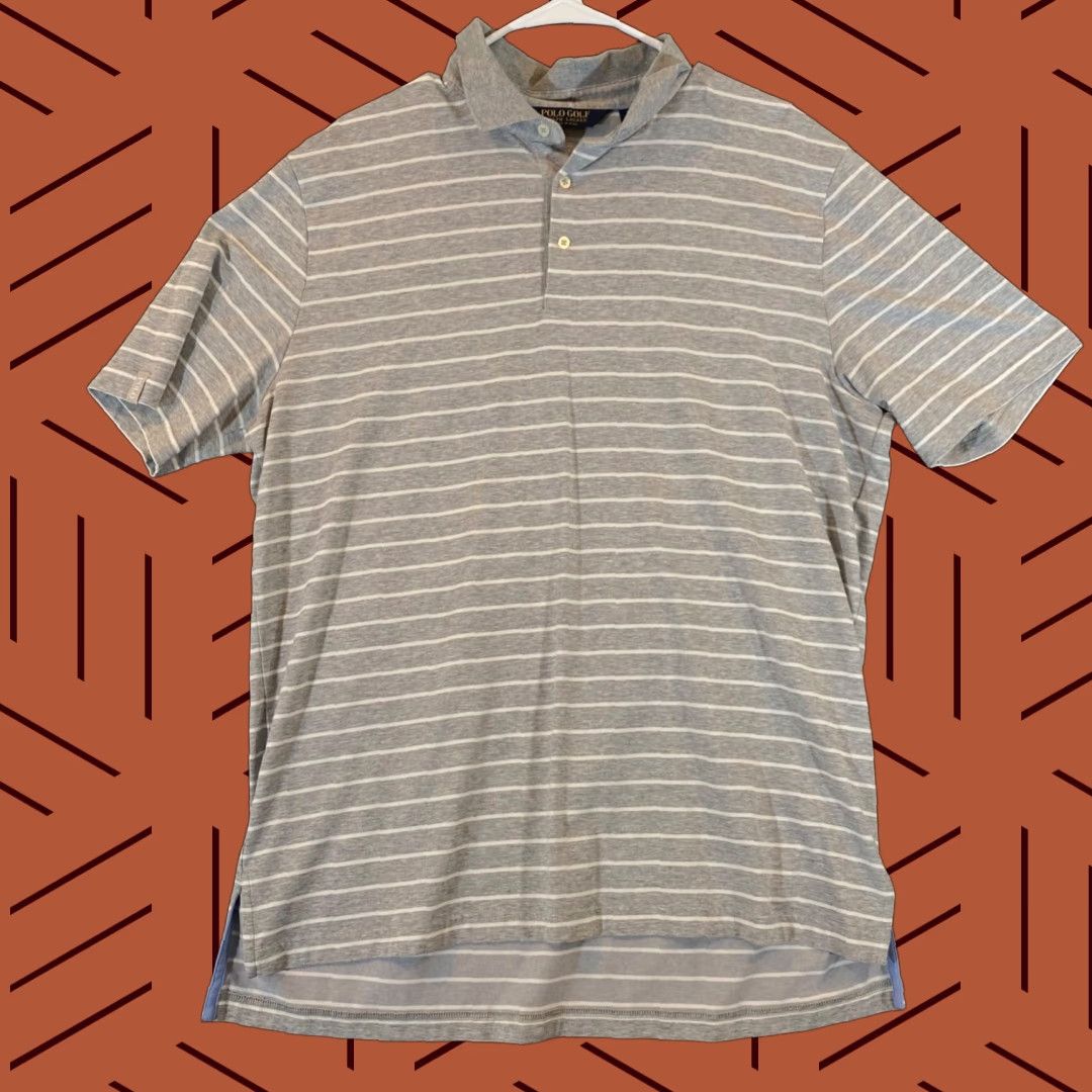 Polo Ralph Lauren VINTAGE Polo Ralph Lauren Polo Shirt Men Large Performance Golf Wicking Gray White Size US L / EU 52-54 / 3 - 1 Thumbnail