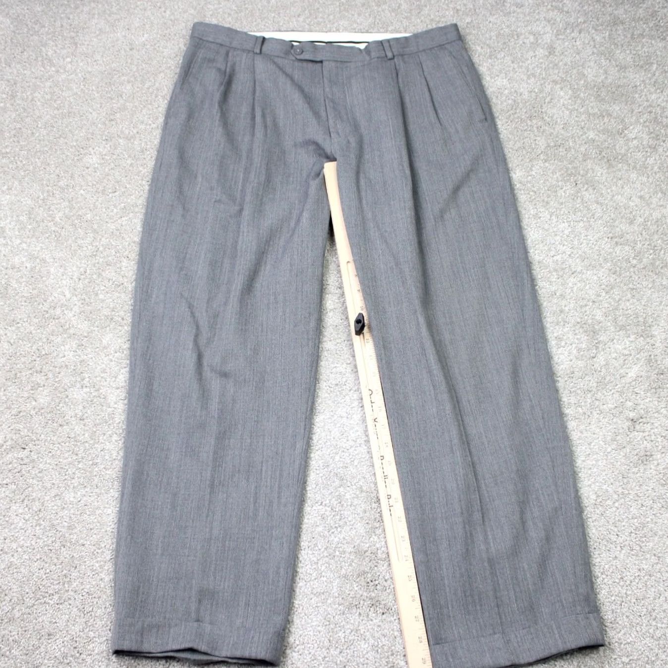 Joseph Joseph & Feiss International Pants Mens 38x30 Gray Pleated Cuffed Wool Dress Pants Size US 38 / EU 54 - 2 Thumbnail