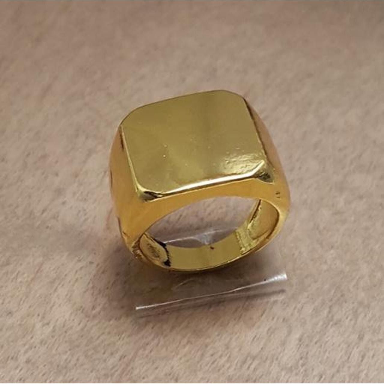 Ring Of Fire Gold Tone Biker Style Width Signet Square Ring size-9.75 Size ONE SIZE - 1 Thumbnail