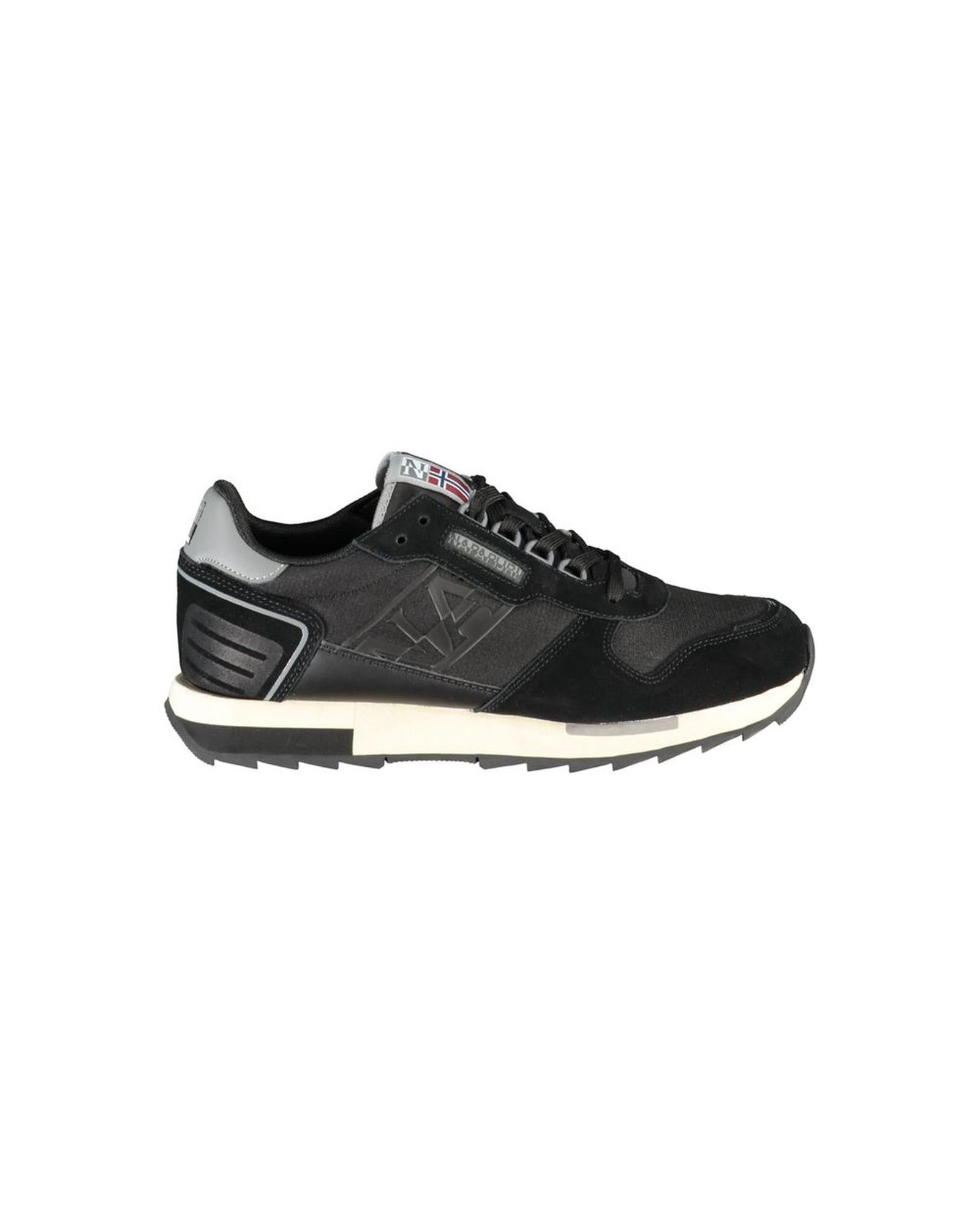 image of Napapijri Lace-Up Sports Sneaker With Contrast Details And Logo Print in Black, Men's (Size 9)