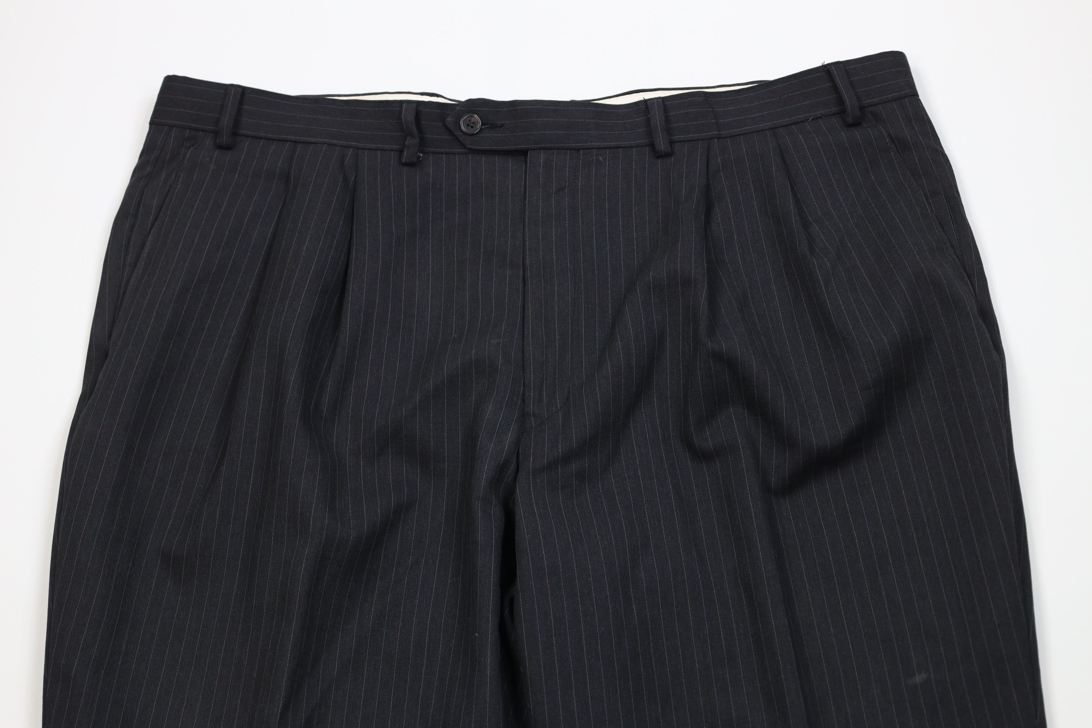 Vintage Vintage 90s Streetwear Wool Striped Wide Leg Chino Pants Size US 40 / EU 56 - 2 Thumbnail