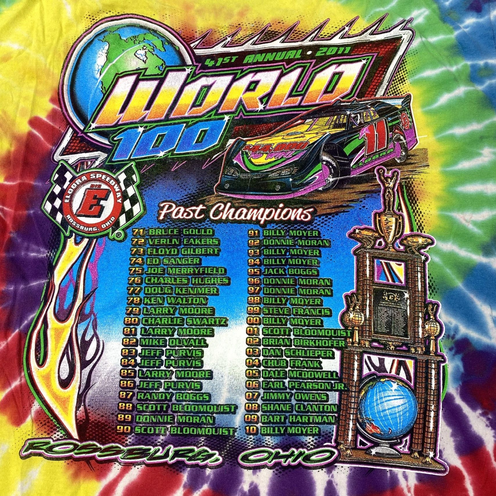 Gildan Gildan World 100 Eldora Speedway Tie Dye Shirt Mens Large Graphic Print Racing 2011 Size US L / EU 52-54 / 3 - 6 Thumbnail