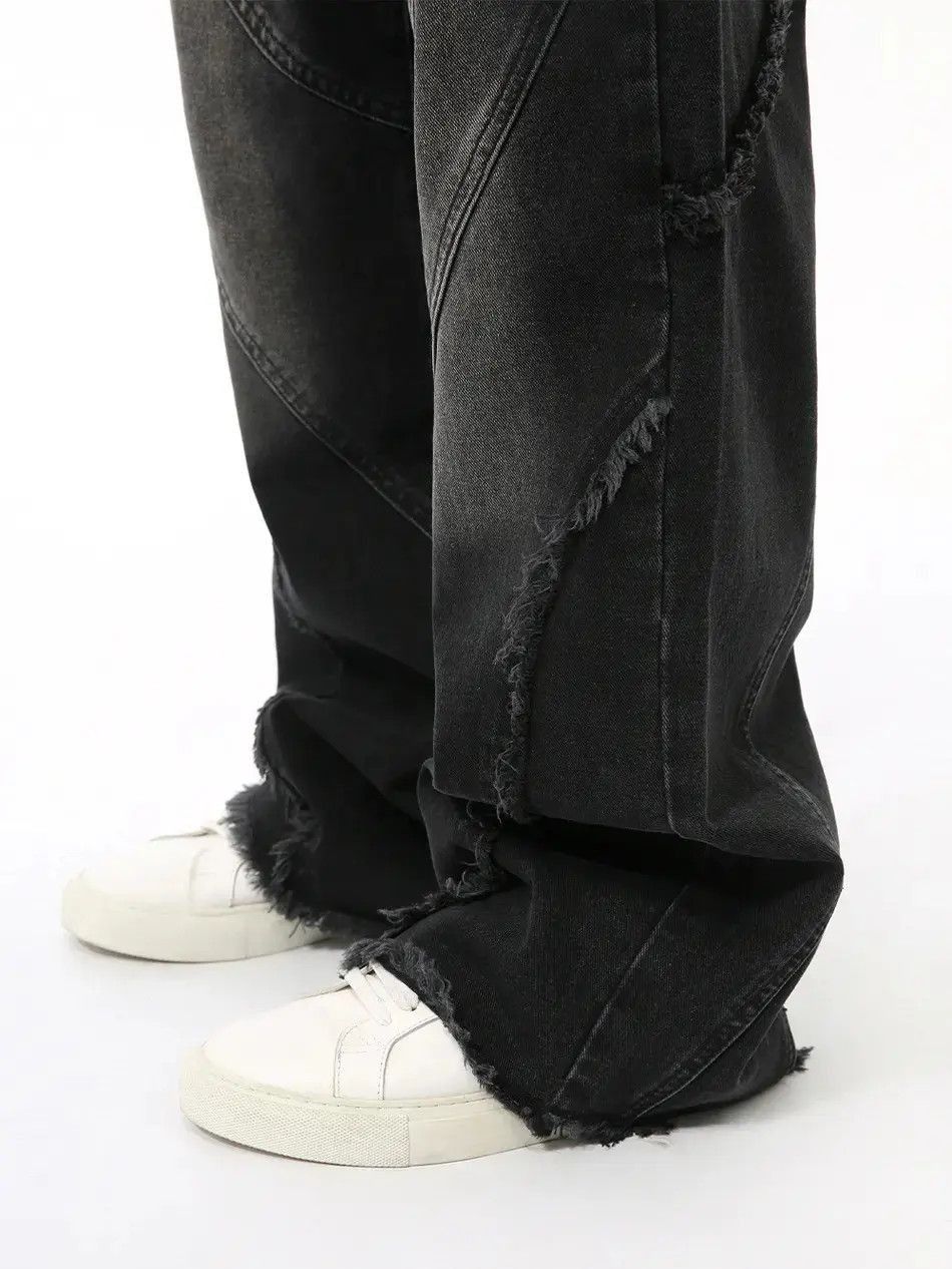 Japanese Brand Retro loose straight leg fringed jeans Size US 32 / EU 48 - 2 Thumbnail