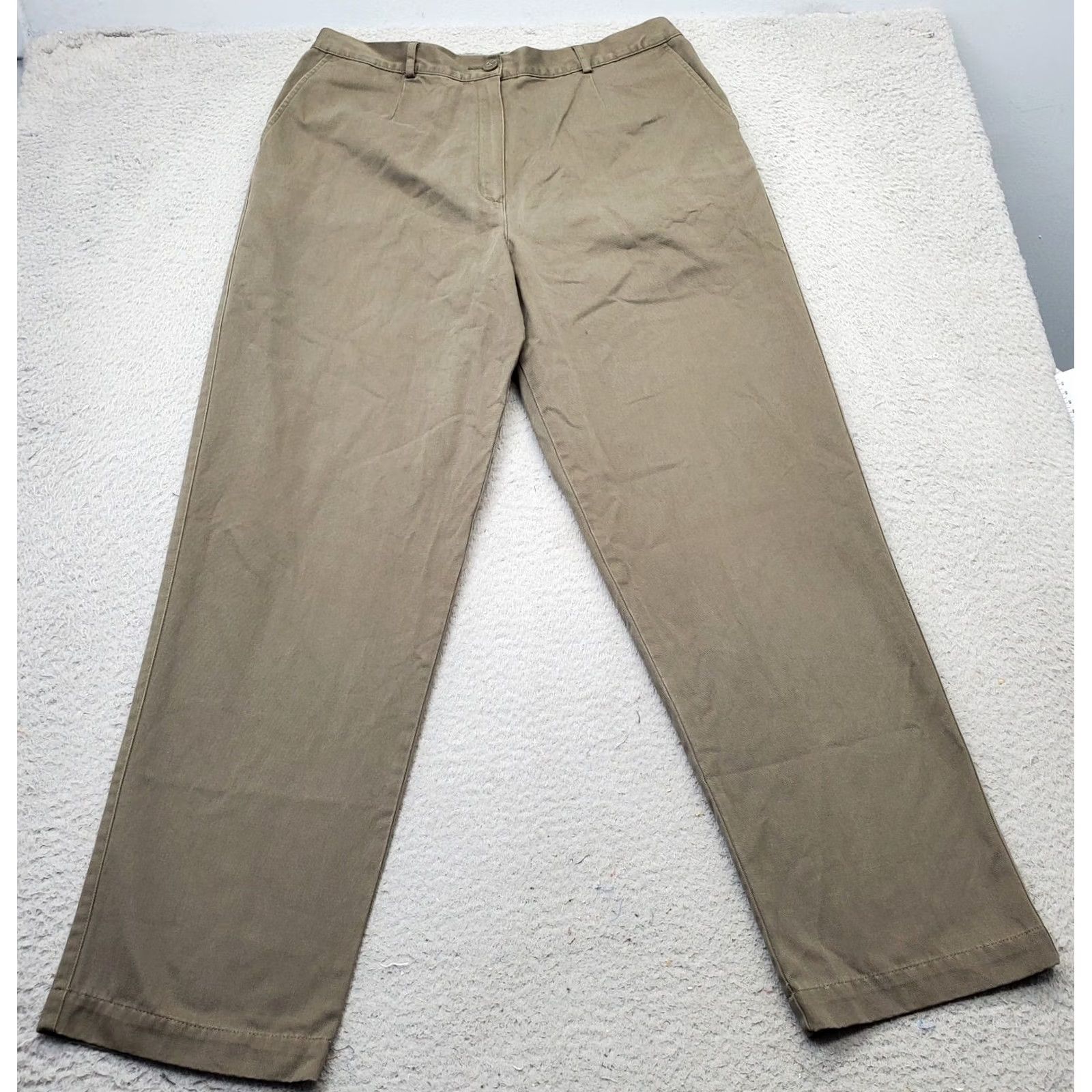Vintage L.L. Bean Pants Womens Size 16 Green Original Fit Slash Pocket Cotton Straight Leg Shirt? Size 38" / US 16 / IT 52 - 2 Thumbnail