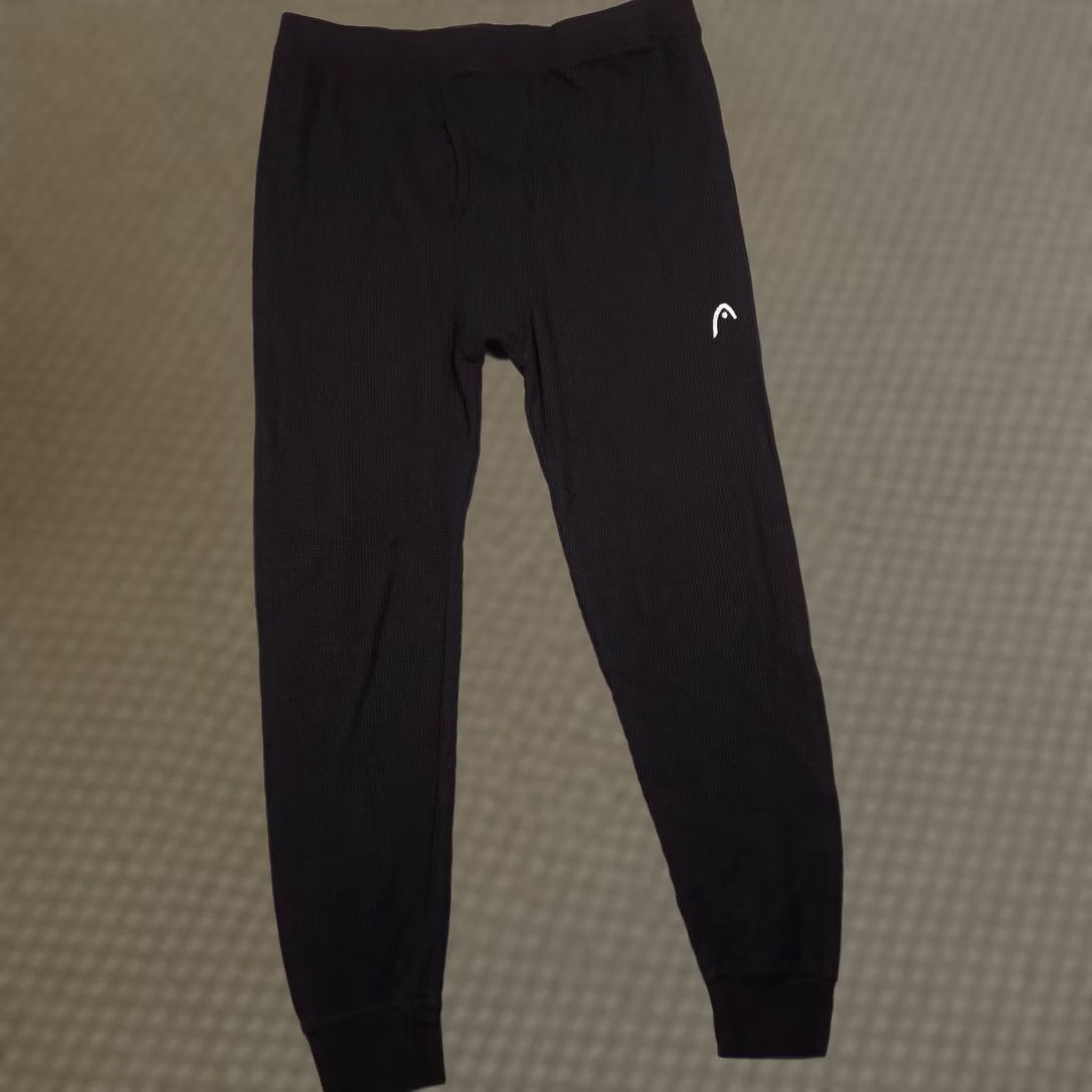 Vintage HEAD Thermal Underwear Pants Mens XL Black Long Johns Base Layer Knit Jersey Cotton Polyester Thermal Size US 36 / EU 52 - 1 Thumbnail