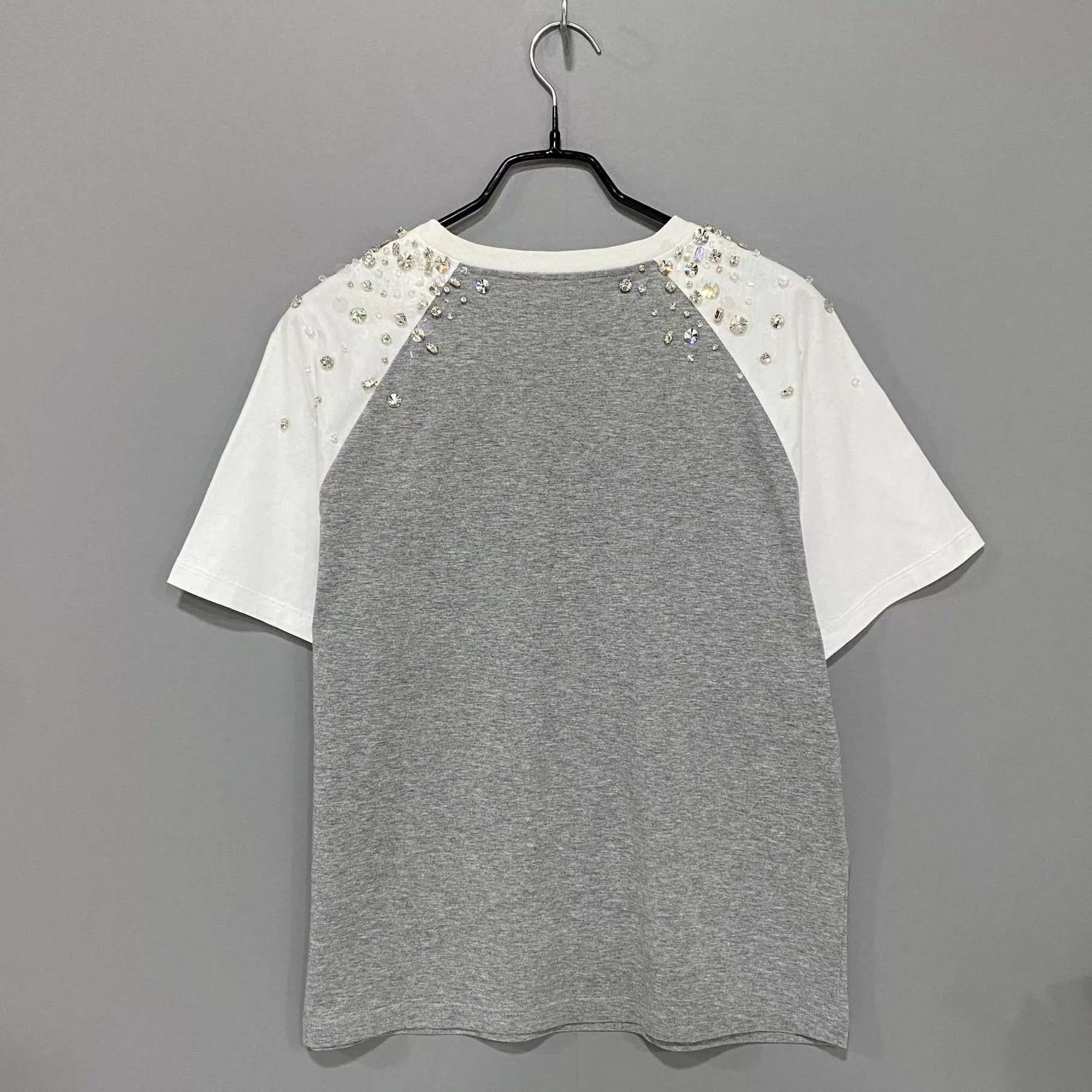 Miu Miu MIU MIU colorblocked neckline crystal logo short sleeve M Size M / US 6-8 / IT 42-44 - 3 Thumbnail