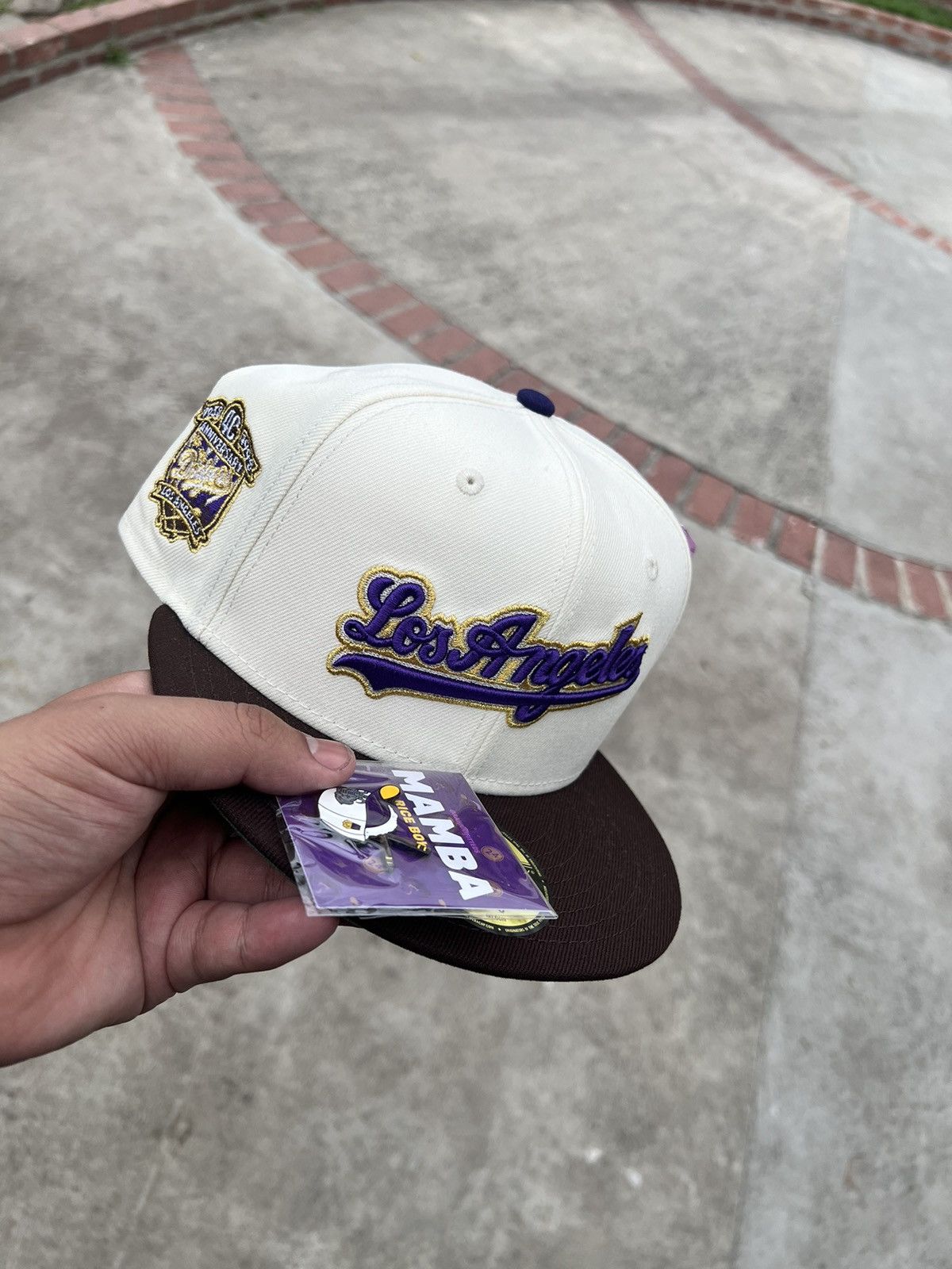 image of Hat Club x New Era Rahnni Fitteds Los Angeles Dodgers 5/8 W/ Pin in White, Men's