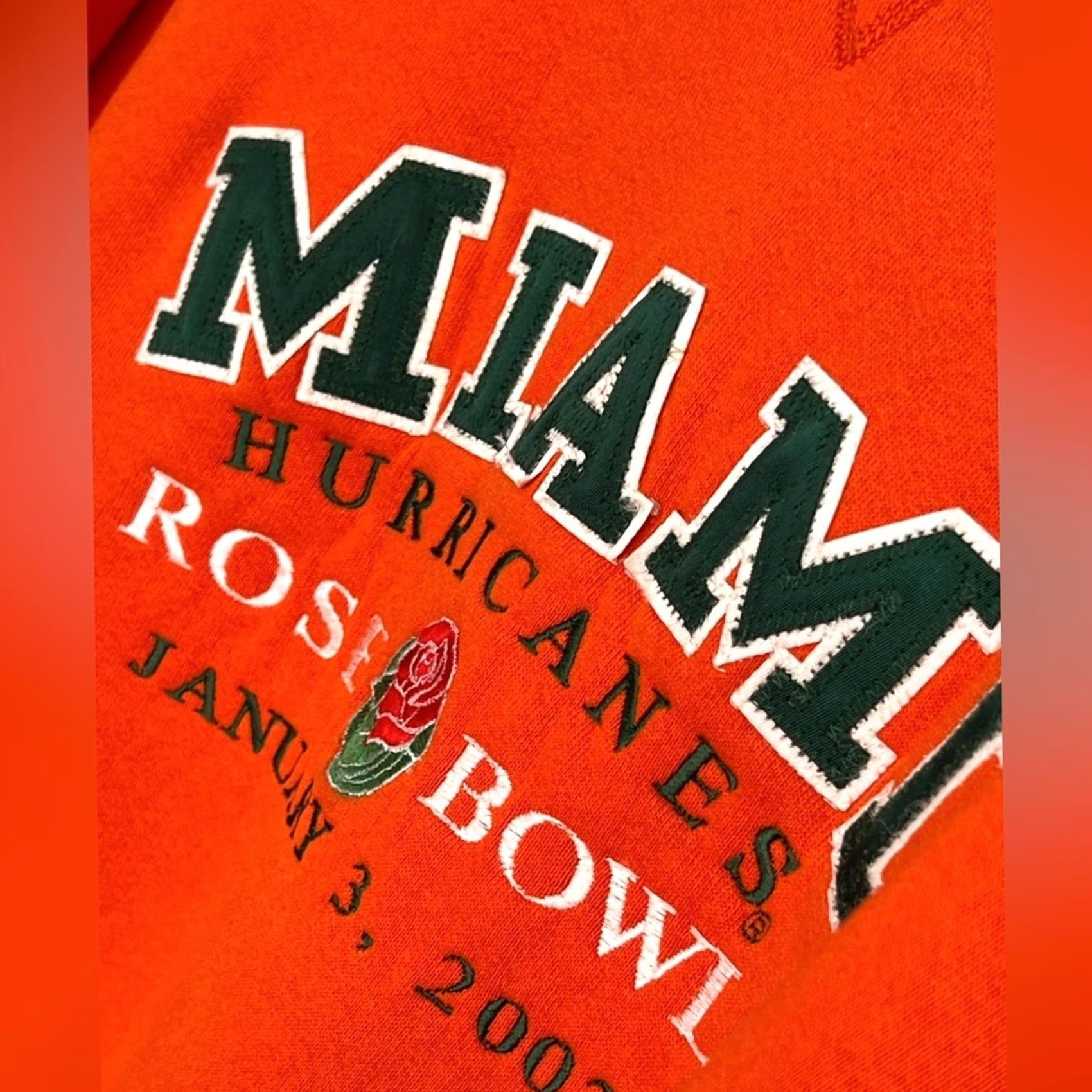 Russell Athletic VINTAGE Russell Miami Hurricanes Sweatshirt XL Orange 2002 Embroidered Rose Bowl Pullover Mens Size US XL / EU 56 / 4 - 4 Thumbnail