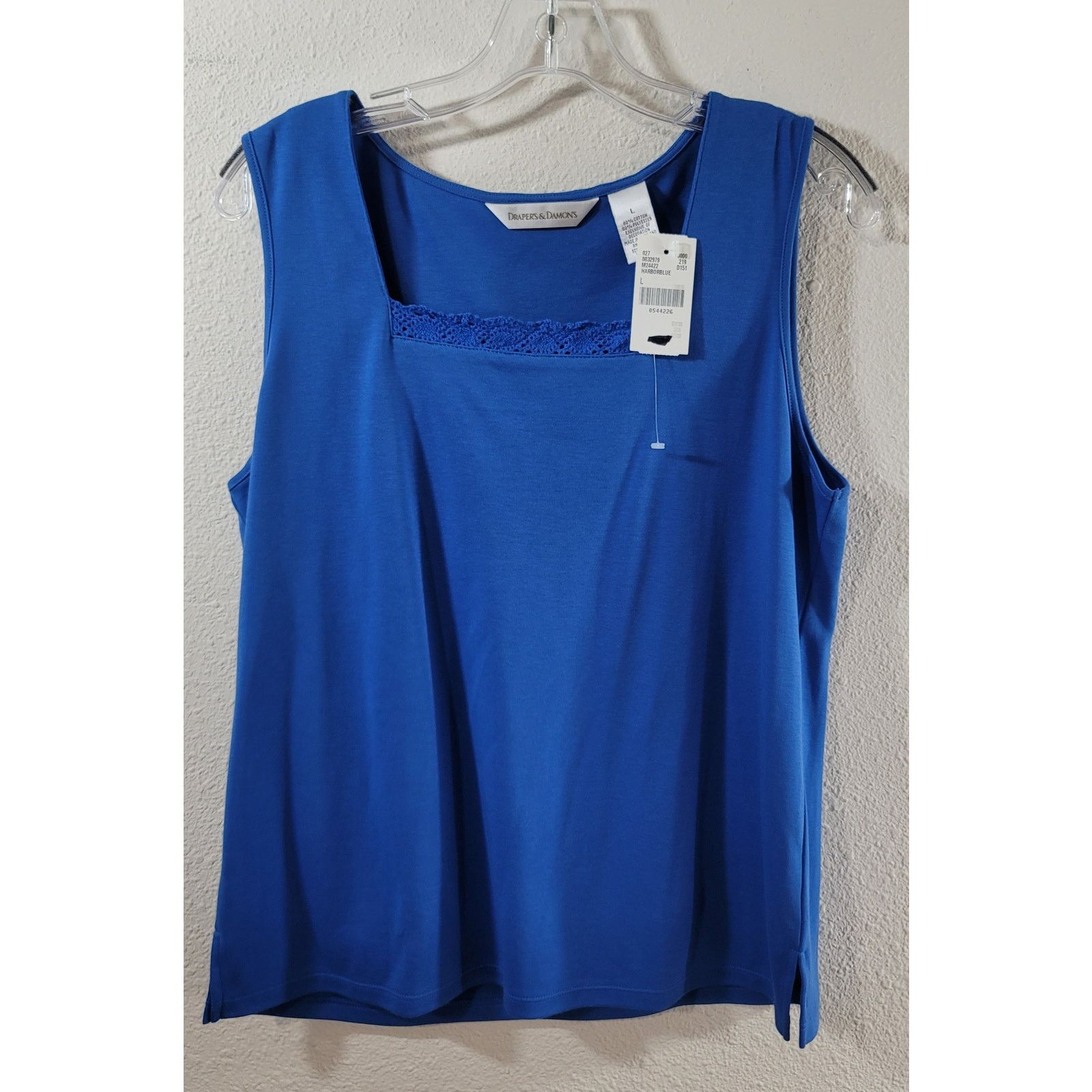 Other Draper's & Damon's Blue Lace Square Neck Tank Top Large NWT Size L / US 10 / IT 46 - 5 Thumbnail